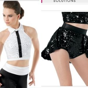 Black and white collar sequence dancewear